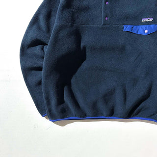 00's Patagonia ダークネイビー×ブルー スナップT フリース プルオーバー ジャケット