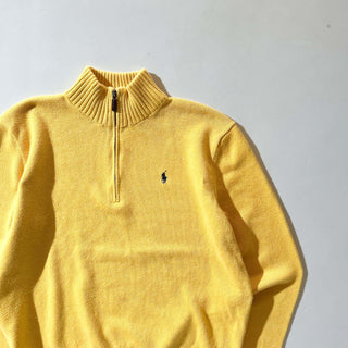 90's～ OLD RALPH LAUREN "EXCLUSIVE OF DECORATION" ハーフジップ ニット セーター (イエロー)