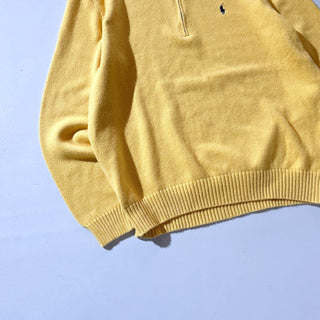 90's～ OLD RALPH LAUREN "EXCLUSIVE OF DECORATION" ハーフジップ ニット セーター (イエロー)