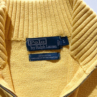 90's～ OLD RALPH LAUREN "EXCLUSIVE OF DECORATION" ハーフジップ ニット セーター (イエロー)