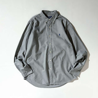 00's Ralph Lauren "CLASSIC FIT" オックスフォード ボタンダウン L/Sシャツ (グレー)