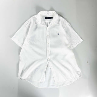 00's Ralph Lauren リネン オーバーサイズ ボタンダウン S/Sシャツ