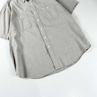 00's Ralph Lauren チャコールグレー シャンブレー ワーク S/Sシャツ