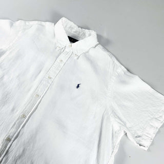 00's Ralph Lauren リネン オーバーサイズ ボタンダウン S/Sシャツ
