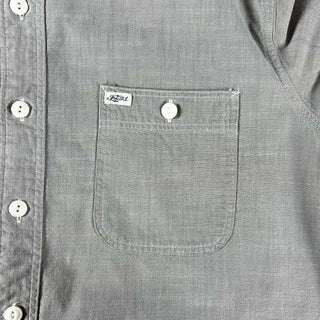 00's Ralph Lauren チャコールグレー シャンブレー ワーク S/Sシャツ