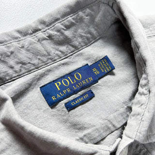 00's Ralph Lauren チャコールグレー シャンブレー ワーク S/Sシャツ