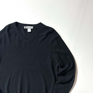 00's STAFFORD Vネック カシミヤ ニット セーター(ブラック)