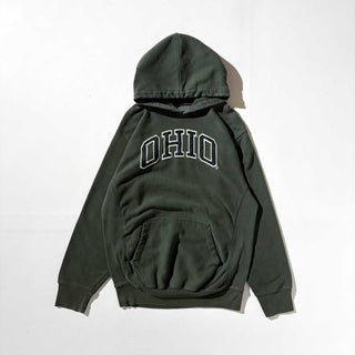 00's STEVE&BARRY'S リバースタイプ "OHIO" ワッペン スウェット フーディー