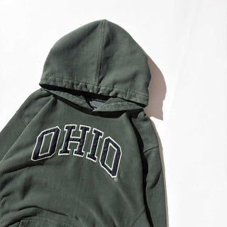 00's STEVE&BARRY'S リバースタイプ "OHIO" ワッペン スウェット フーディー