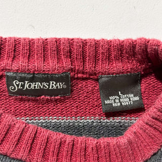00's St. John's Bay マルチボーダー コットン ニット セーター