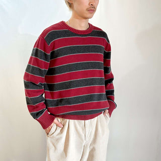 00's St. John's Bay マルチボーダー コットン ニット セーター