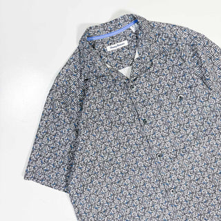 00's TOMMY BAHAMA 総柄 ボックスカット シルク S/S シャツ