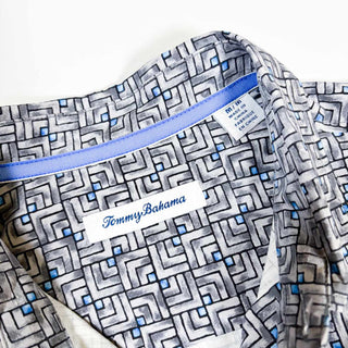 00's TOMMY BAHAMA 総柄 ボックスカット シルク S/S シャツ