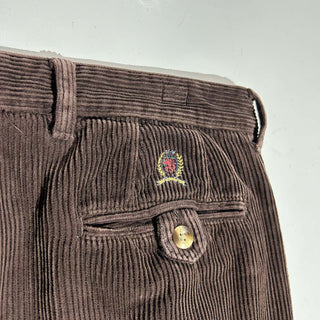 00's TOMMY HILFIGER ブラウン ワイド ２タック 太畝 コーデュロイ パンツ