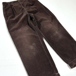 00's TOMMY HILFIGER ブラウン ワイド ２タック 太畝 コーデュロイ パンツ