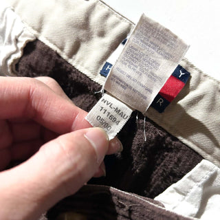 00's TOMMY HILFIGER ブラウン ワイド ２タック 太畝 コーデュロイ パンツ