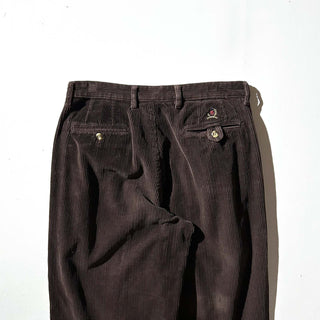 00's TOMMY HILFIGER ブラウン ワイド ２タック 太畝 コーデュロイ パンツ
