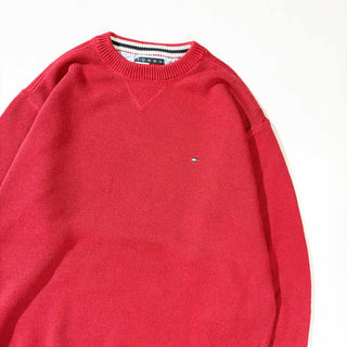 00's TOMMY HILFIGER 前Vガゼット コットン ニット セーター