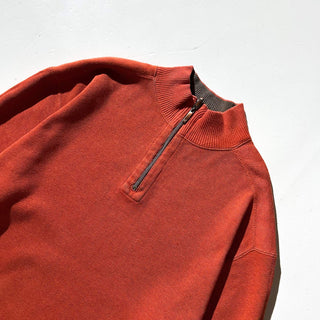 ～00's Tommy Bahama オレンジ×ブラウン リバーシブル ハーフジップ ニット セーター