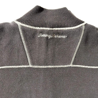 ～00's Tommy Bahama グレージュ×ブラウン リバーシブル ハーフジップ ニット セーター