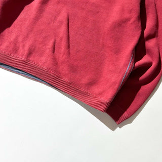00's Tommy Bahama レッド×ブルーグレー リバーシブル ハーフジップ ニット セ－ター