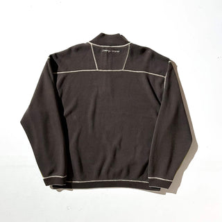 ～00's Tommy Bahama グレージュ×ブラウン リバーシブル ハーフジップ ニット セーター
