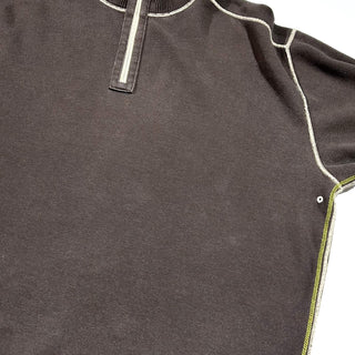 ～00's Tommy Bahama グレージュ×ブラウン リバーシブル ハーフジップ ニット セーター