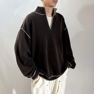 ～00's Tommy Bahama グレージュ×ブラウン リバーシブル ハーフジップ ニット セーター