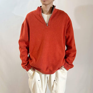 ～00's Tommy Bahama オレンジ×ブラウン リバーシブル ハーフジップ ニット セーター