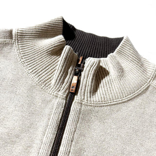 ～00's Tommy Bahama グレージュ×ブラウン リバーシブル ハーフジップ ニット セーター