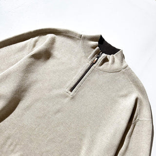 ～00's Tommy Bahama グレージュ×ブラウン リバーシブル ハーフジップ ニット セーター