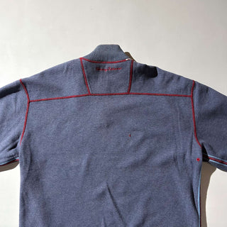 00's Tommy Bahama レッド×ブルーグレー リバーシブル ハーフジップ ニット セ－ター