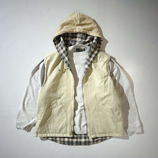 00's UNIONBAY チェック×チノ リバーシブル コットン フーディー ベスト