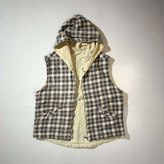 00's UNIONBAY チェック×チノ リバーシブル コットン フーディー ベスト