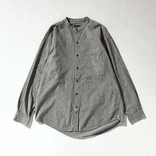 00's Van Heusen  織柄 ストライプ スタンドカラー L/Sシャツ