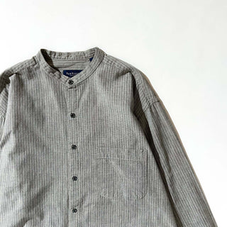 00's Van Heusen  織柄 ストライプ スタンドカラー L/Sシャツ
