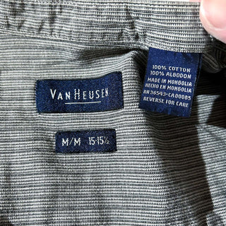 00's Van Heusen  織柄 ストライプ スタンドカラー L/Sシャツ