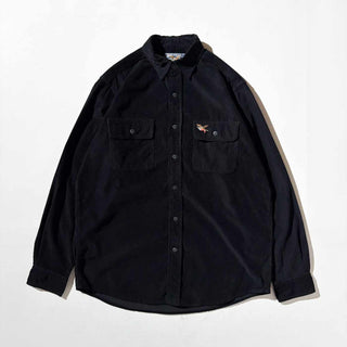 00's～ AMERICAN LIVING コットン コーデュロイ L/Sシャツ(ブラック)