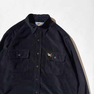 00's～ AMERICAN LIVING コットン コーデュロイ L/Sシャツ(ブラック)