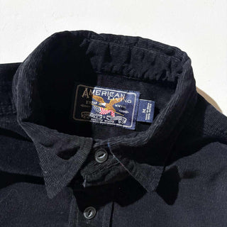 00's～ AMERICAN LIVING コットン コーデュロイ L/Sシャツ(ブラック)