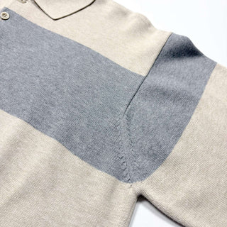 00's～ IZOD 太ピッチ ボーダー コットン ニットポロ セーター