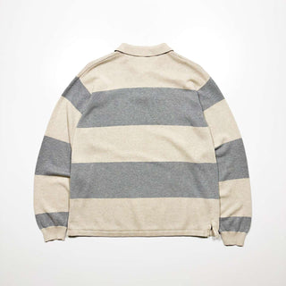 00's～ IZOD 太ピッチ ボーダー コットン ニットポロ セーター