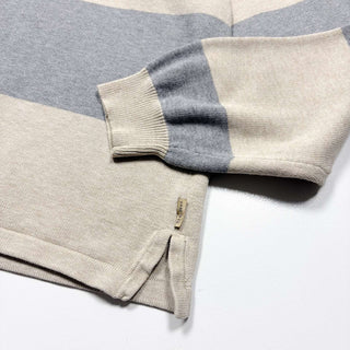 00's～ IZOD 太ピッチ ボーダー コットン ニットポロ セーター