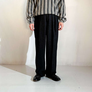 ～00's ポリエステル×レーヨン ゴマ塩 ヘリンボーン 2タック スラックス