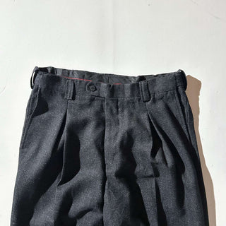 ～00's ポリエステル×レーヨン ゴマ塩 ヘリンボーン 2タック スラックス