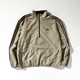 00's adidas ブラウン スリーストライプス ハーフジップ プルオーバー ジャケット