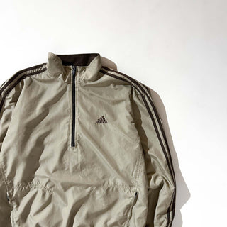 00's adidas ブラウン スリーストライプス ハーフジップ プルオーバー ジャケット