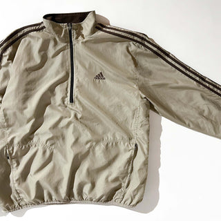 00's adidas ブラウン スリーストライプス ハーフジップ プルオーバー ジャケット