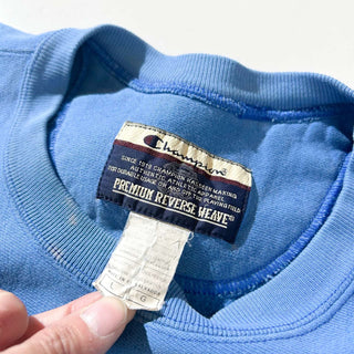00's champion "premium reverse weave" 3連 カレッジプリント スウェットシャツ(コバルトブルー)