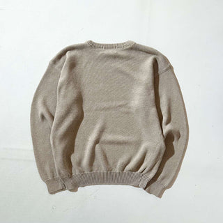 00's croft&barrow 前V コットン ニット セーター(ライトベージュ)